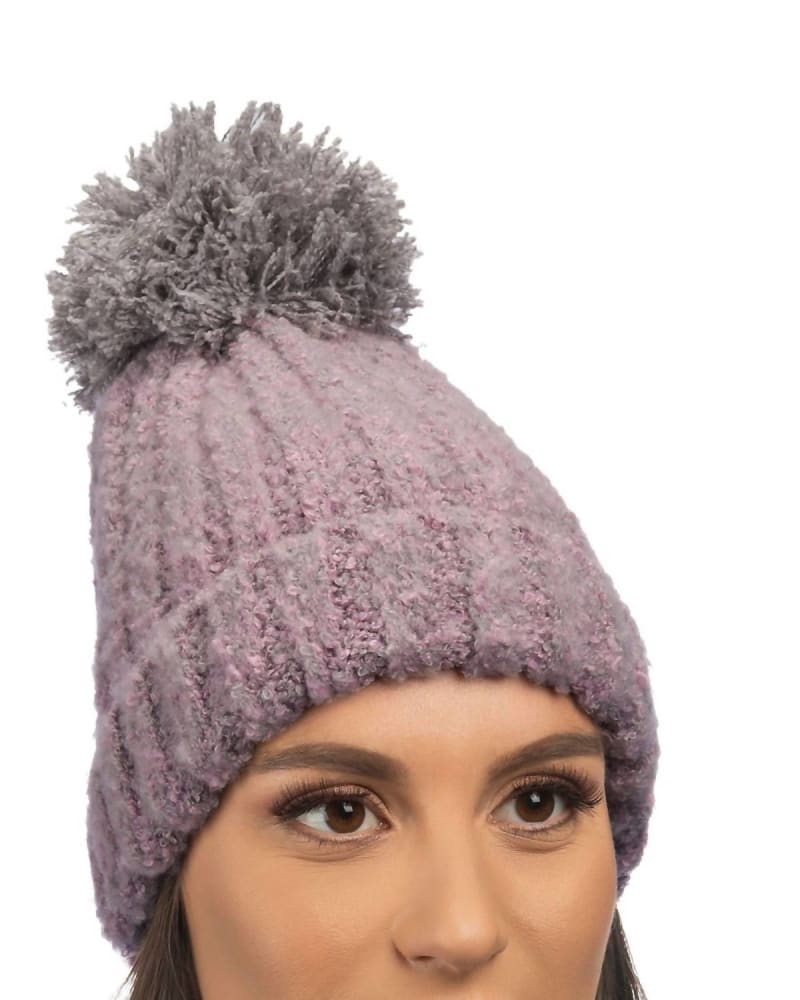 Front of a model wearing a size one-size-fits-all Brushed Marley Beanie In Medium Grey in Medium Grey by Lemon. | dia_product_style_image_id:350195
